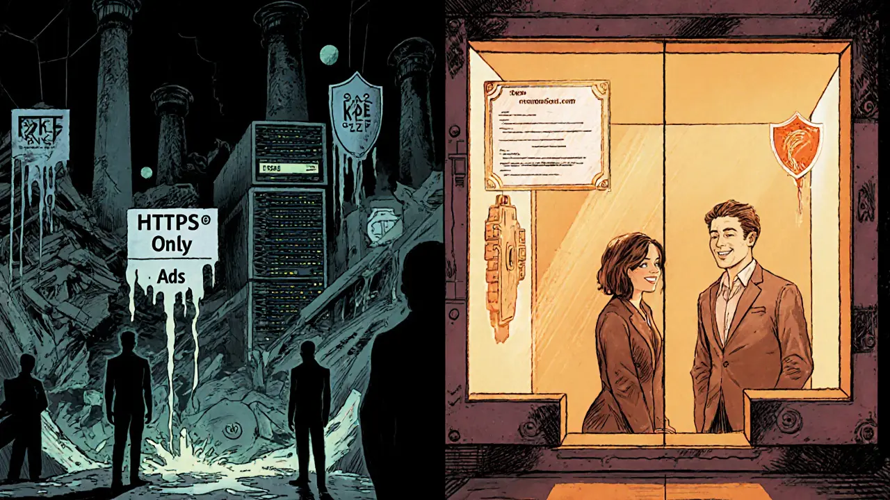 Dvě protichůdné digitální platformy: jedna chaotická a nebezpečná, druhá bezpečná s certifikátem ČÚKZP a chráněným spojením.