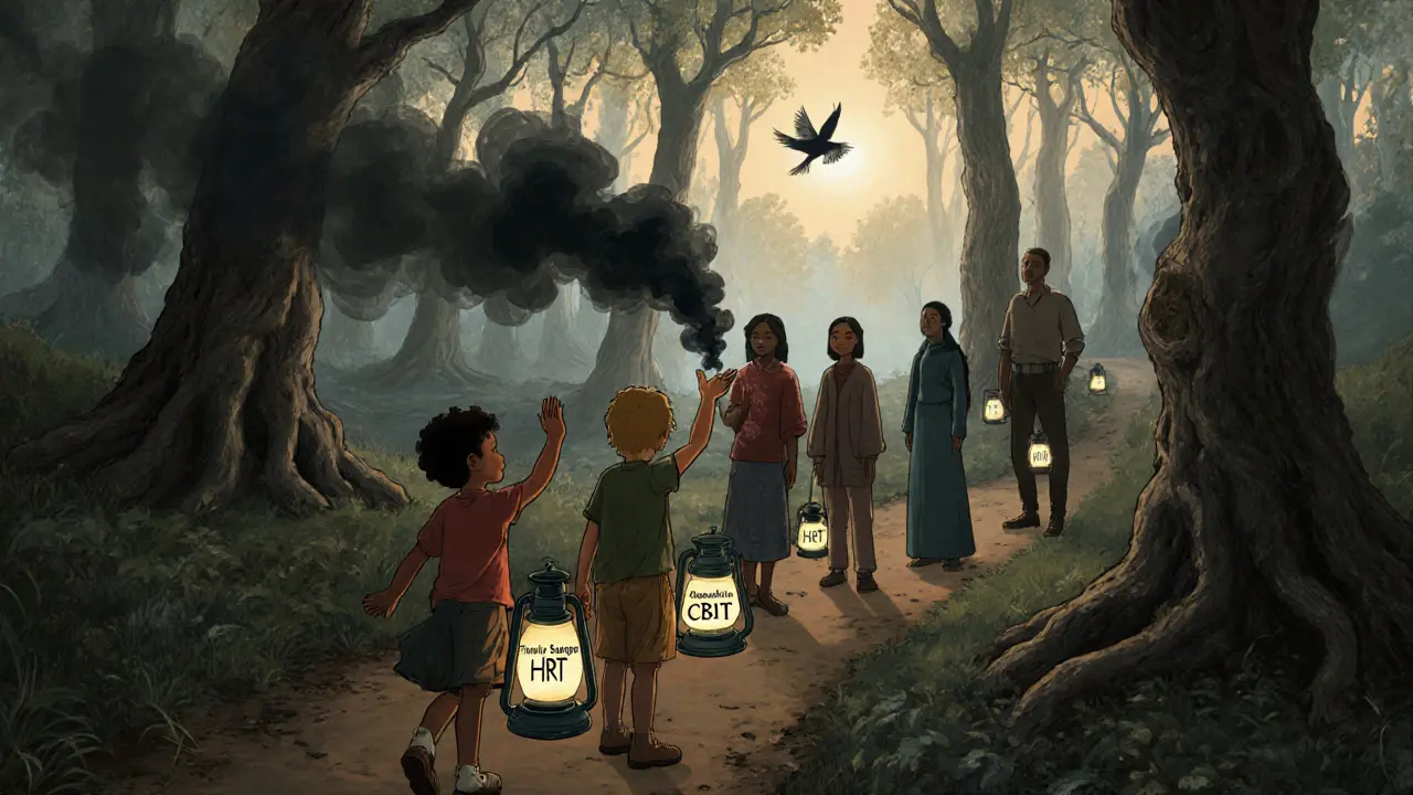 Dítě na cestě k lepšímu životu, kde uvolňuje tiky a vzniká symbol kontroly.