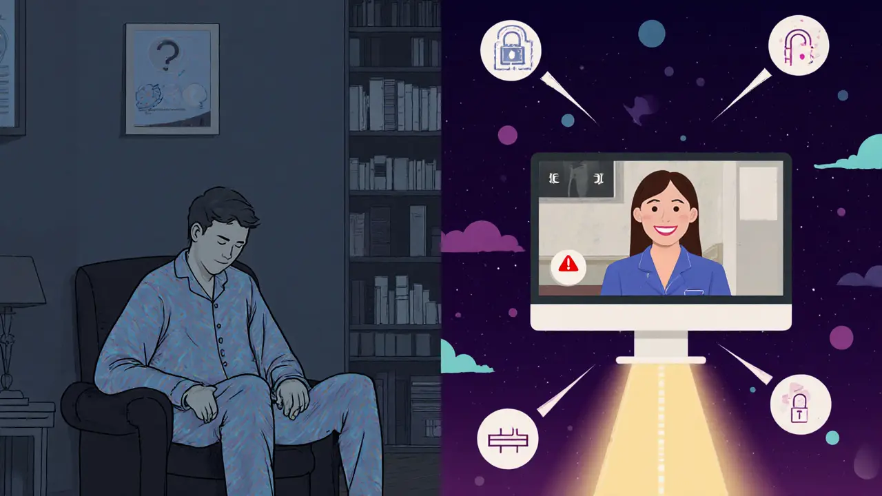 Dva scénáře teleterapie: nebezpečné přerušení vs. bezpečná a kvalitní komunikace.