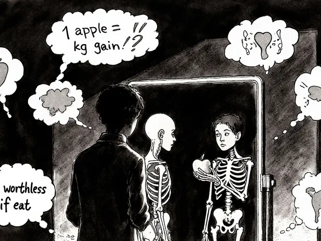 Kognitivní omyly o jídle a těle: Jak KBT pomáhá překonat zkreslené myšlenky u poruch příjmu potravy