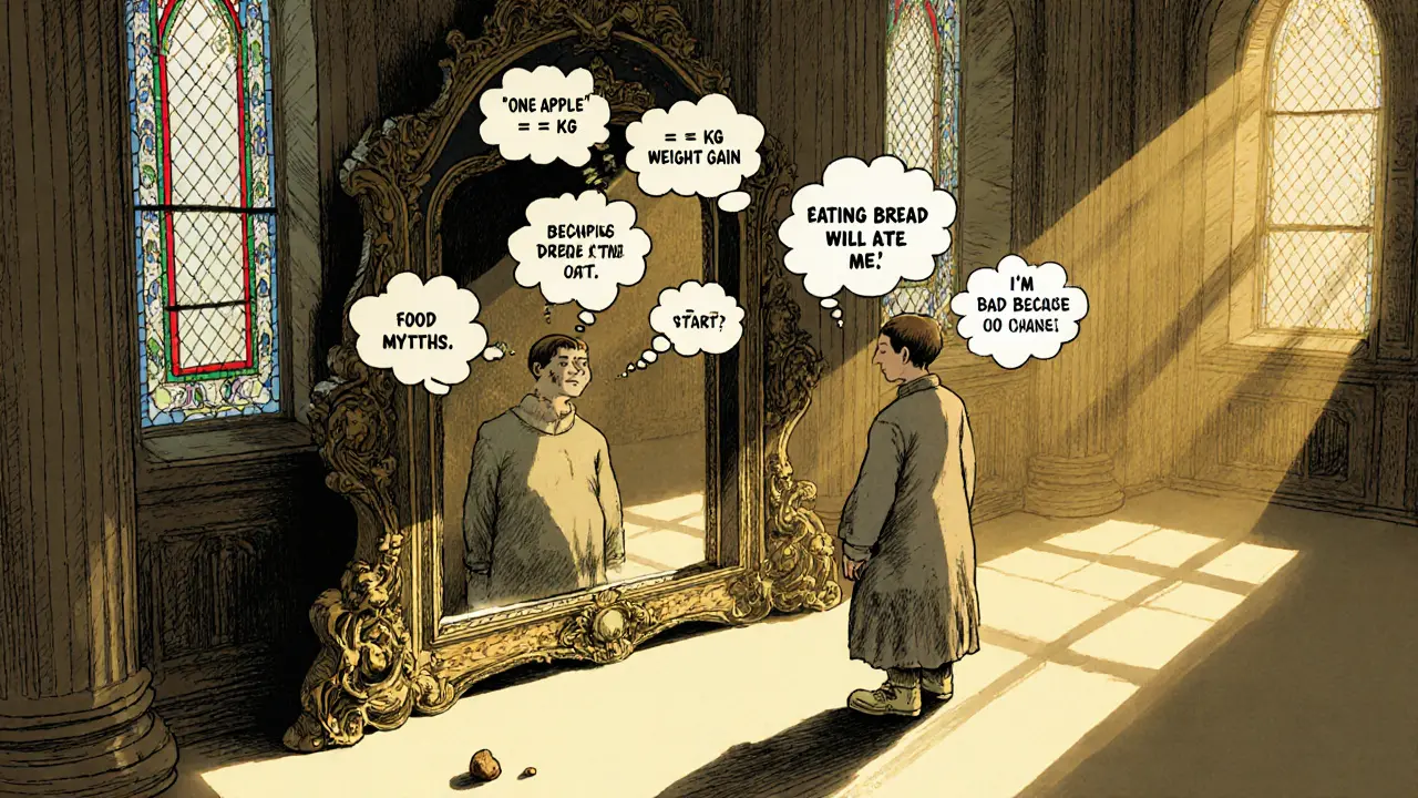 Kognitivní omyly o jídle a těle: Jak KBT pomáhá překonat poruchy příjmu potravy