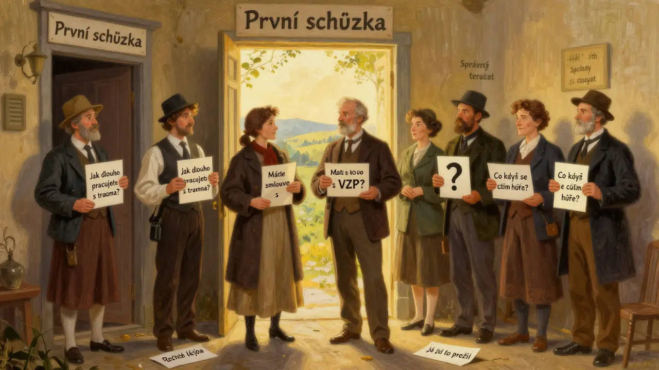 Lidé se ptají na první schůzce, za dveřmi je cesta k správnému terapeutovi.