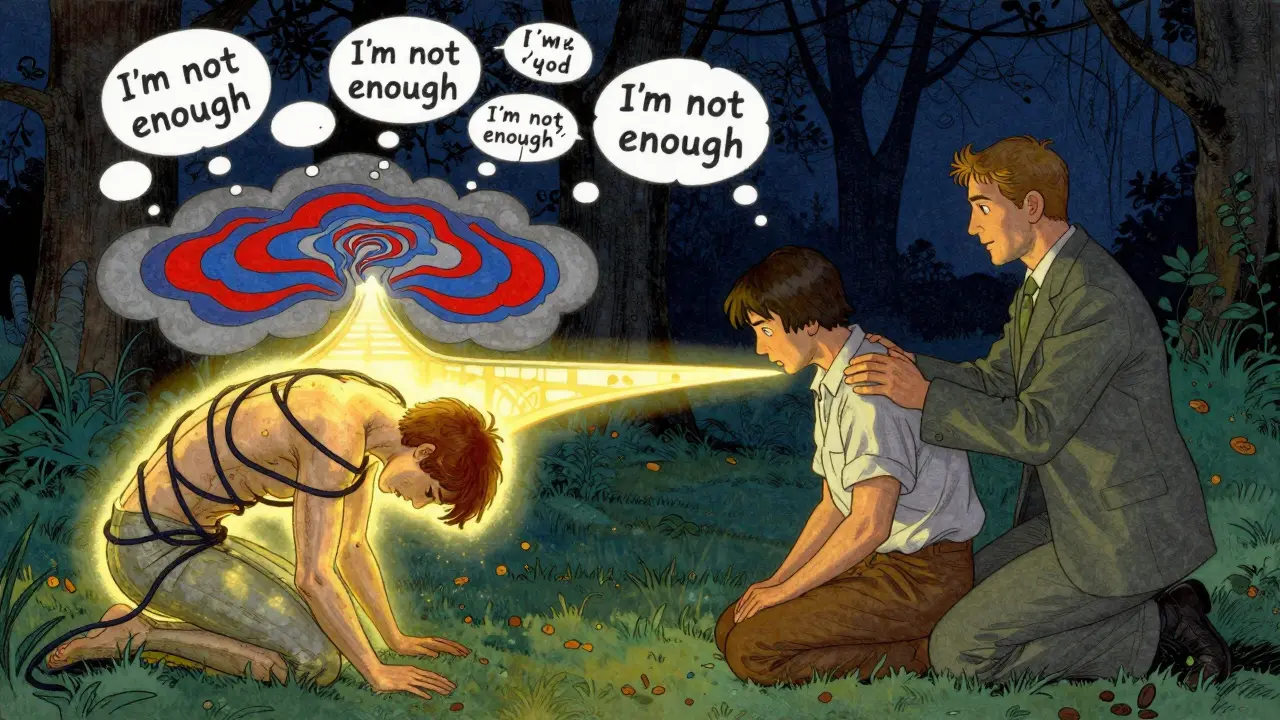 Terapeut pomáhá klientovi spojit tělesné napětí, emoce a škodlivé myšlenky zlatým mostem.