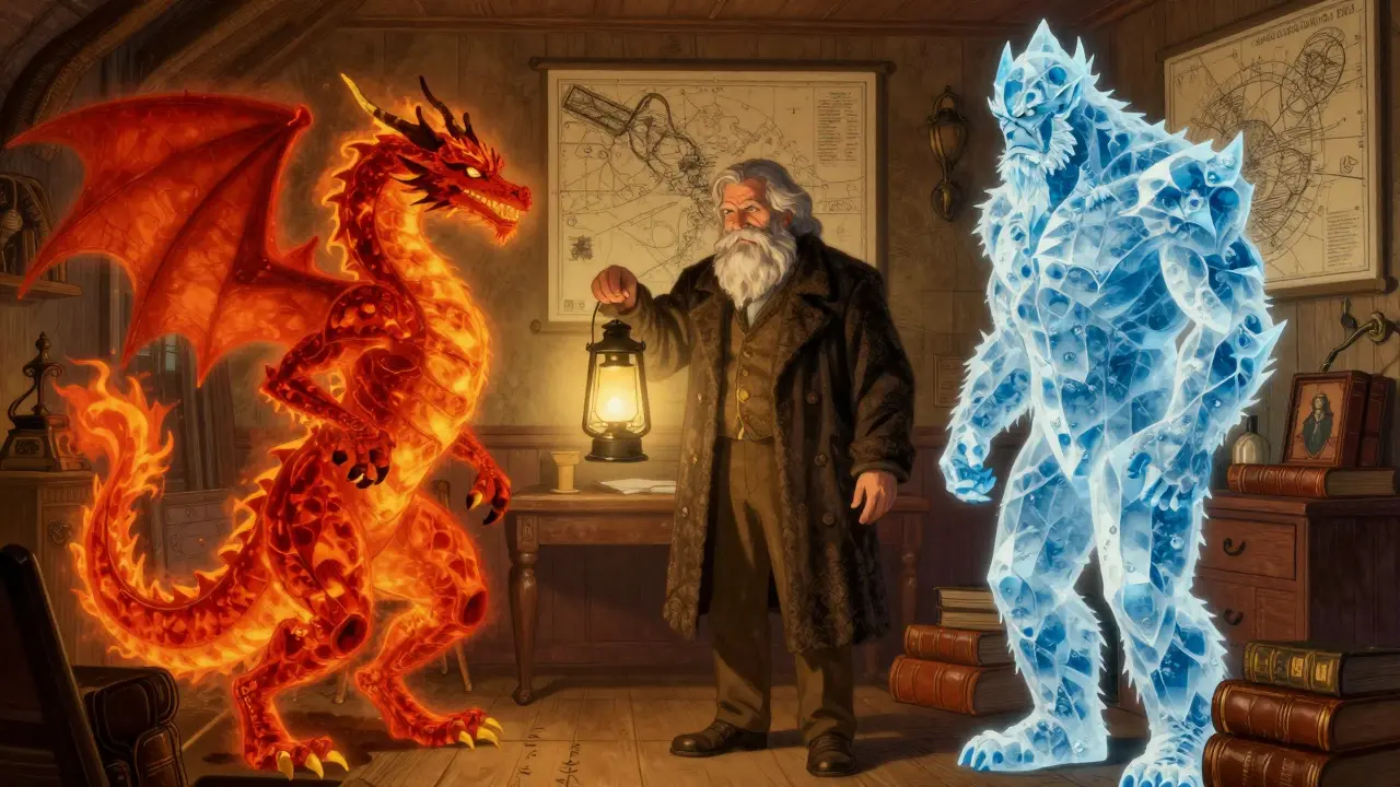 Moudrý terapeut míří světlo proti konfliktu emocí