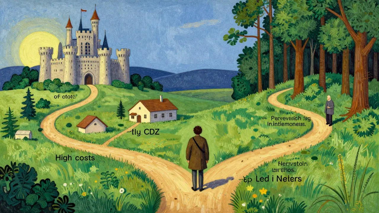 Symbolická křížovka volby cesty k duševnímu zdraví